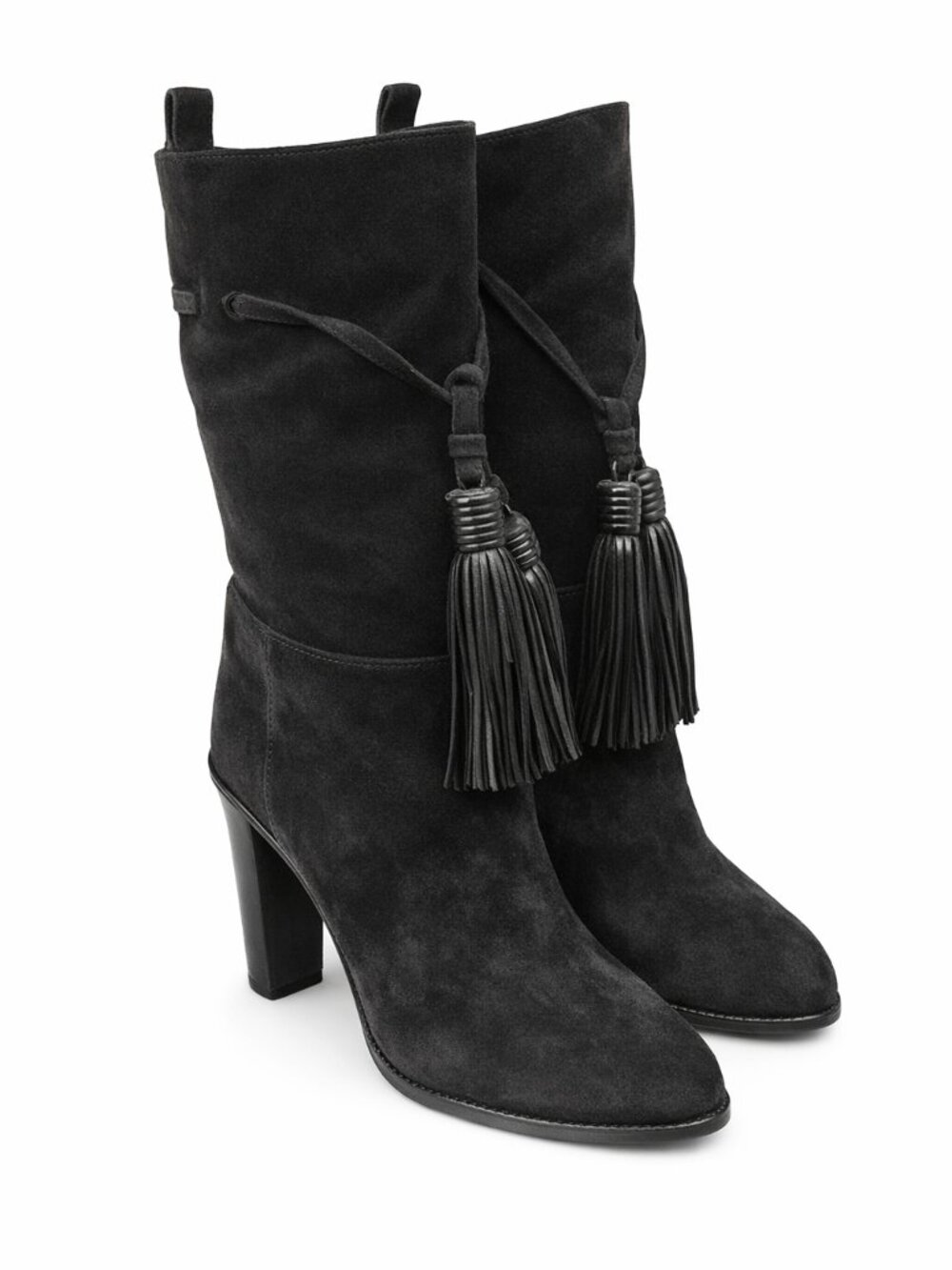 LANVIN | Black Suede Tassel Mid-Calf Boots EU 37.5 / US 7.5
